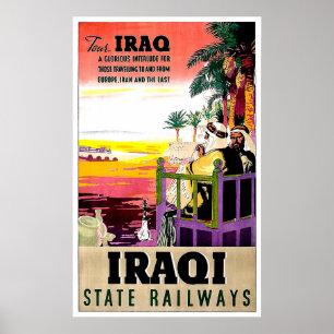 Irak Staatsbahn, Beduinen, Vintage-Reise Poster