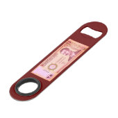 Irakische Dinar mit Saddam Hussein Speed Flaschenöffner (Vorderseite Schrägansicht)