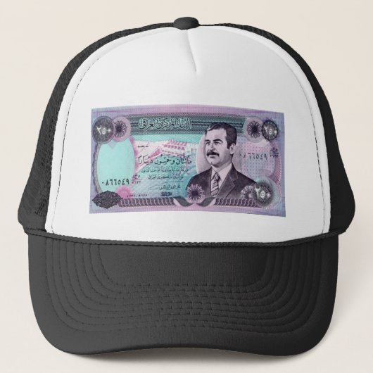 Irakische Dinar mit Saddam Hussein Truckerkappe (Vorderseite)