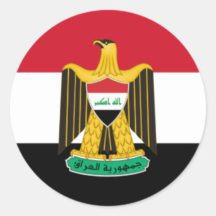 irakische Flagge und Wappen, Flagge Iraks Runder Aufkleber