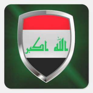 Irakmetallisches Emblem Quadratischer Aufkleber