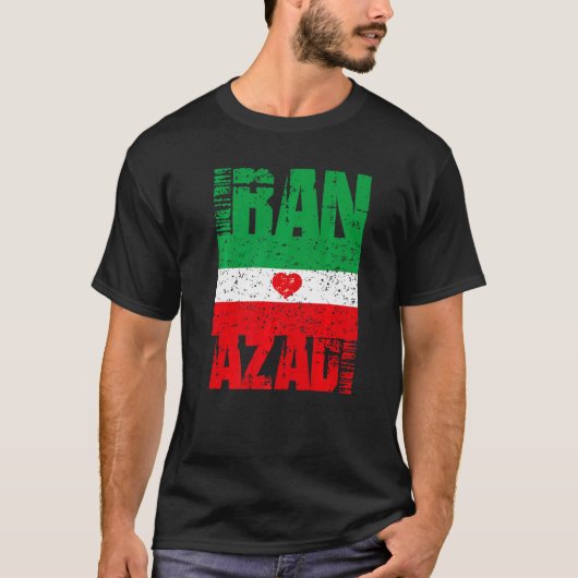 Iran Azadi Free Iran Heart Flag Freedom Quote T-Shirt (Vorderseite)