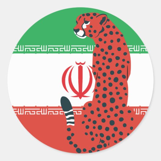 Iran Cheetah Nationale iranische Tierflagge Runder Aufkleber (Vorderseite)