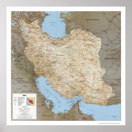 Iran Detaillierte Karte 1991 Poster (Vorne)
