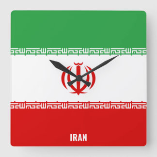 Iran Flag Dazzzling Patriotic Quadratische Wanduhr