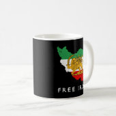 Iran Flag Karte Lion Sun Schwert frei Iran Unterst Kaffeetasse (VorderseiteRechts)