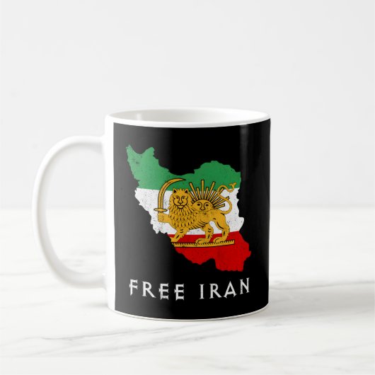 Iran Flag Karte Lion Sun Schwert frei Iran Unterst Kaffeetasse (Links)