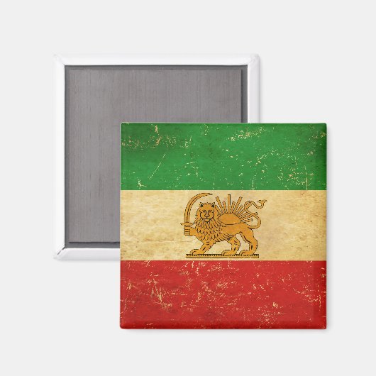 Iran Flag Lion and Sun Shah Flag Magnet Iran (Vorderseite/Rückseite)