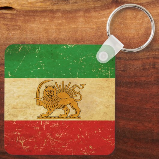 Iran Flag Lion and Sun Shah Iran Flag Schlüsselanh Schlüsselanhänger (Rückseite)