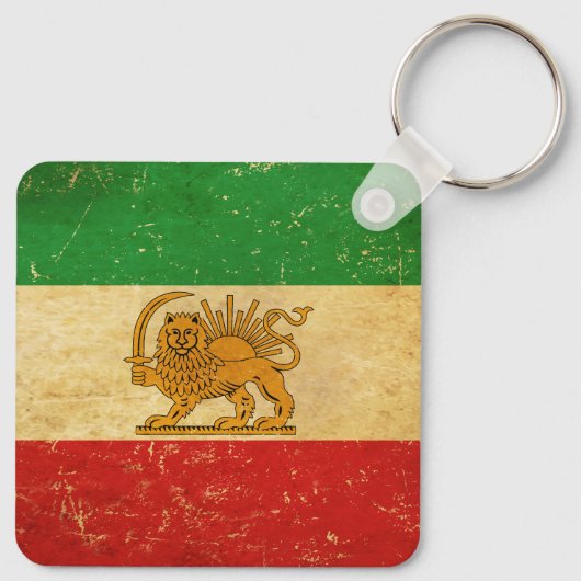 Iran Flag Lion and Sun Shah Iran Flag Schlüsselanh Schlüsselanhänger (Rückseite)