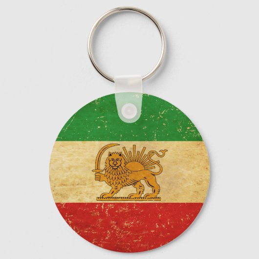 Iran Flag Lion and Sun Shah Iran Flag Schlüsselanh Schlüsselanhänger (Vorderseite)