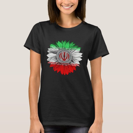 Iran Flag Sunflower Iranian Roots Proud Patriotic T-Shirt (Vorderseite)