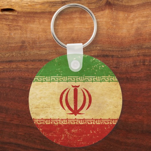 Iran Flag Vintag Design Schlüsselanhänger (Vorderseite)