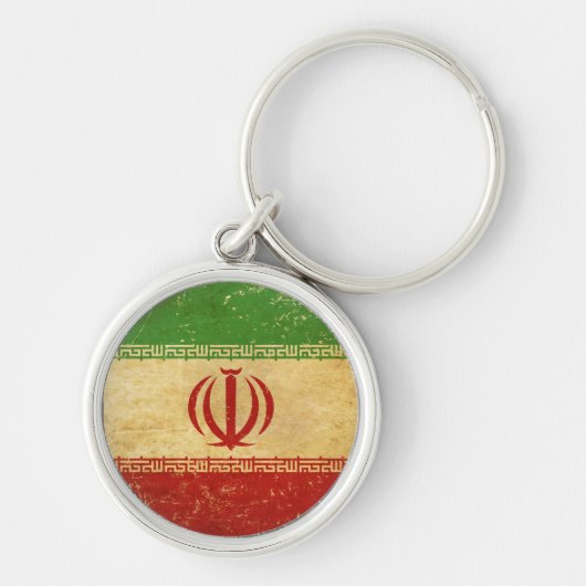 Iran Flag Vintag Design Schlüsselanhänger (Vorne)