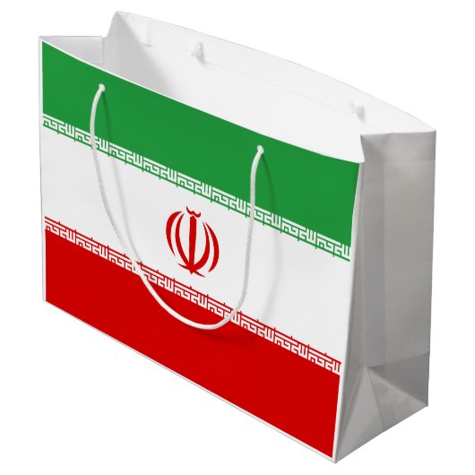 Iran-Flagge Große Geschenktüte (Rückseite Schrägansicht)