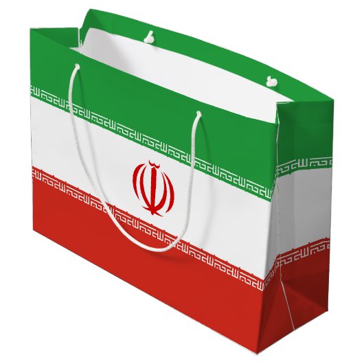 Iran-Flagge Große Geschenktüte (Rückseite Schrägansicht)