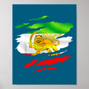 Iran-Flagge Karte Löwe Sonne Bewusstsein Unterstüt Poster