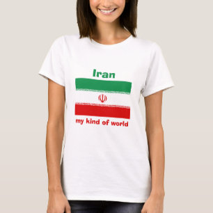 Iran Flagge + Karte + Text T-Shirt