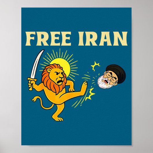 Iran-Flagge Löwe Illustration Poster (Vorne)