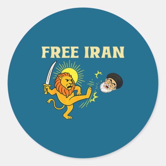 Iran Flagge Löwe Runder Aufkleber (Vorderseite)