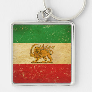 Iran-Flagge Löwe und Sonne Schah des Iran-Flagge Schlüsselanhänger