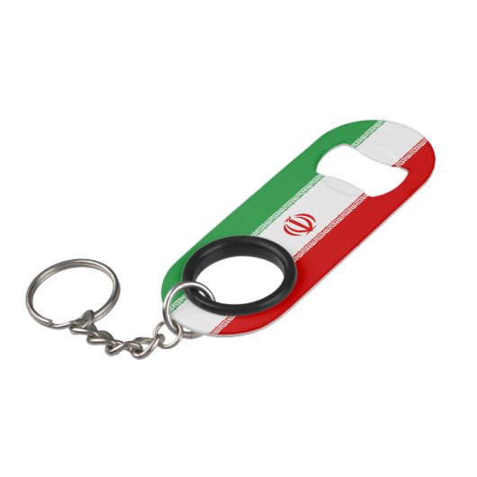 Iran-Flagge Mini Flaschenöffner (Vorderseite Schrägansicht)