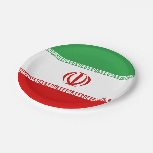 Iran-Flagge Pappteller (Schrägansicht)