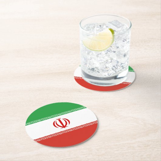 Iran-Flagge Runder Pappuntersetzer (Vor Ort)