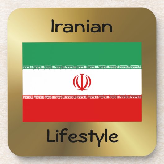 Iran-Flagge+Text-Untersetzer Untersetzer (Vorderseite)