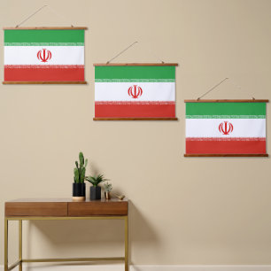 Iran-Flagge Wandteppich Mit Holzrahmen