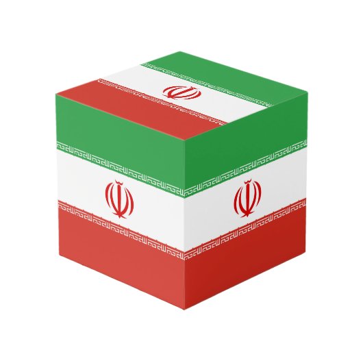 Iran-Flagge Würfel (Vorderseite Schrägansicht)
