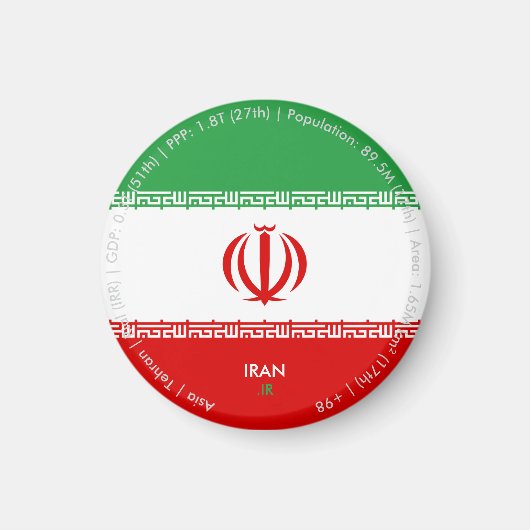 Iran-Flaggen-Magnet Magnet (Vorne)