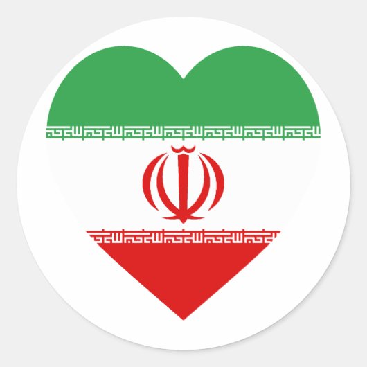 Iran-Flaggenherz Runder Aufkleber (Vorderseite)