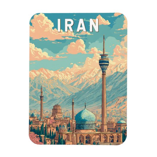 Iran Illustration Travel Art Vintage Magnet (Vertikal)