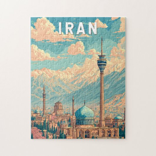 Iran Illustration Travel Art Vintage Puzzle (Vertikal)