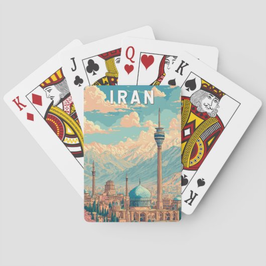 Iran Illustration Travel Art Vintage Spielkarten (Rückseite)