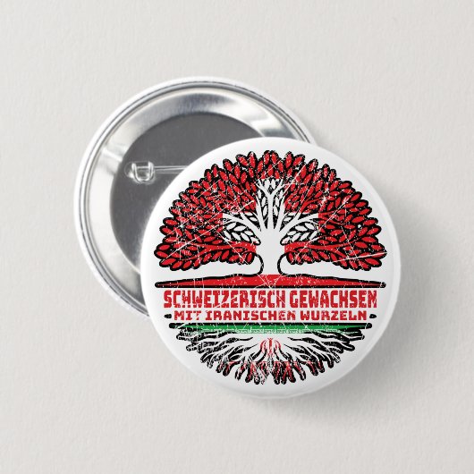 Iran Iranisch Schweiz Baum Wurzel und Schweizer Sc Button (Vorne & Hinten)