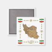 Iran Karte + Flaggen Magnet (Vorderseite/Rückseite)