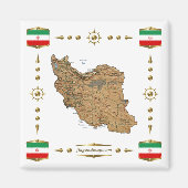Iran Karte + Flaggen Magnet (Vorne)