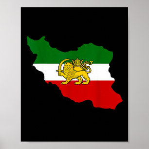 Iran Karte Löwe Und Sonne Persisch Pahlavi-Flagge Poster