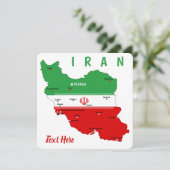 Iran Karte mit Flagge und Emblem (Stehend Vorderseite)