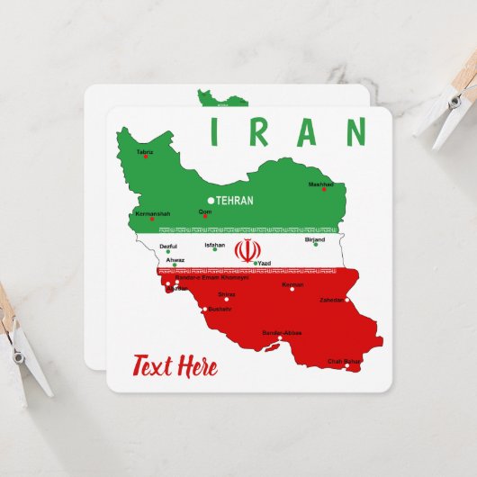 Iran Karte mit Flagge und Emblem (Vorderseite/Rückseite Beispiel)