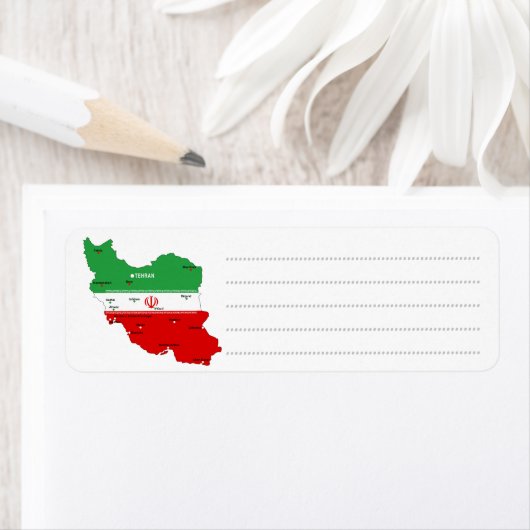 Iran Karte mit Flagge und Emblem (Insitu)