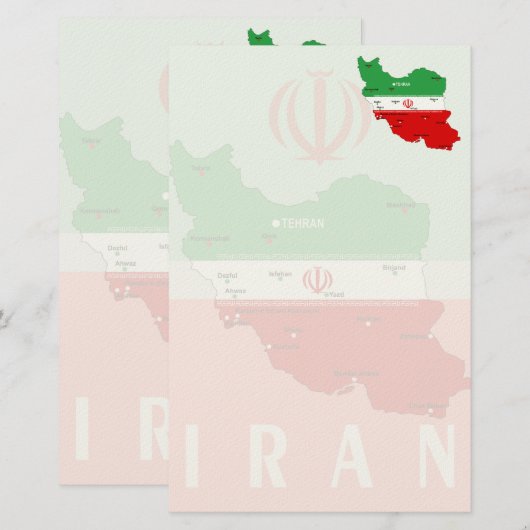 Iran Karte mit Flagge und Emblem (Vorne/Hinten)