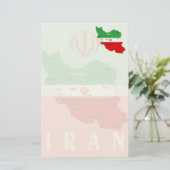 Iran Karte mit Flagge und Emblem (Stehend Vorderseite)