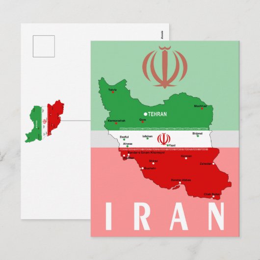 Iran Karte mit Flagge und Emblem (Vorne/Hinten)