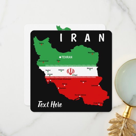 Iran Karte mit Flagge und Emblem (Vorderseite/Rückseite Beispiel)