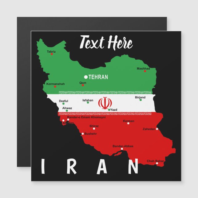 Iran Karte mit Flagge und Emblem (Vorne/Hinten)