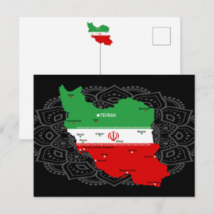 Iran Karte mit Flagge und Emblem
