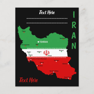 Iran Karte mit Flagge und Emblem